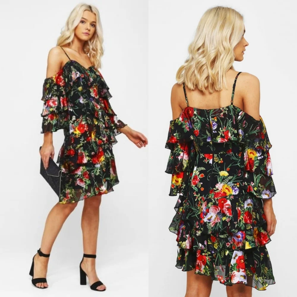 ALICE + OLIVIA Florentina Cold Shoulder Dress 4. - Picture 1 of 4